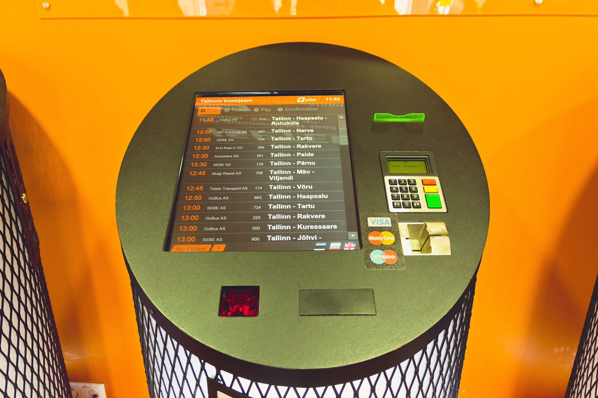 Tallinn bus station Tpilet ticket vending machine